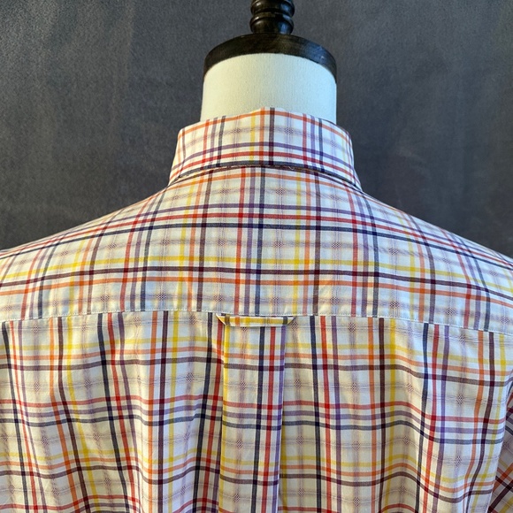 New Henry Jacobson Lg purple/rust/gold plaid cotton sport shirt - Picture 6 of 6